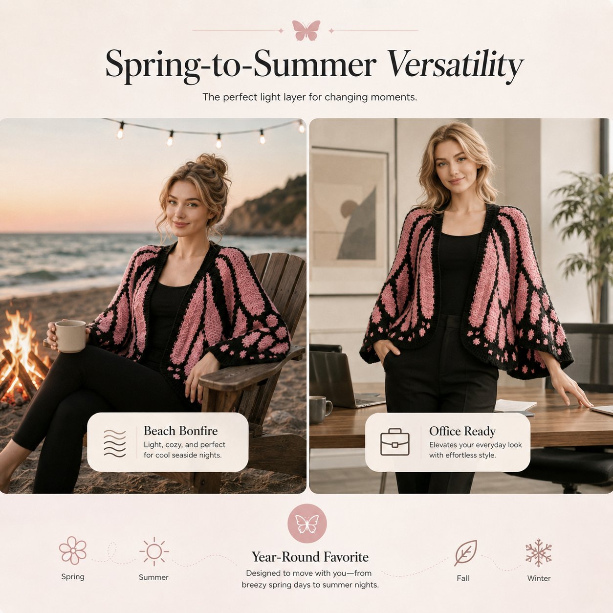 🧶🦋Butterfly Knitted Shawl Cape cardigan Outerwear