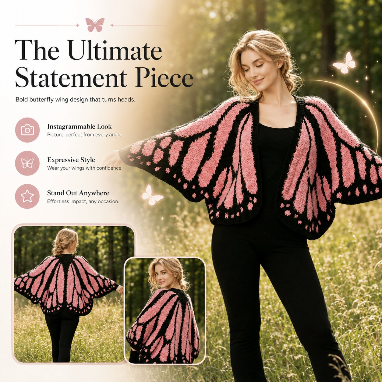 🧶🦋Butterfly Knitted Shawl Cape cardigan Outerwear