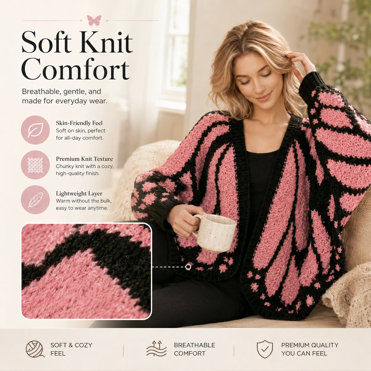 🧶🦋Butterfly Knitted Shawl Cape cardigan Outerwear