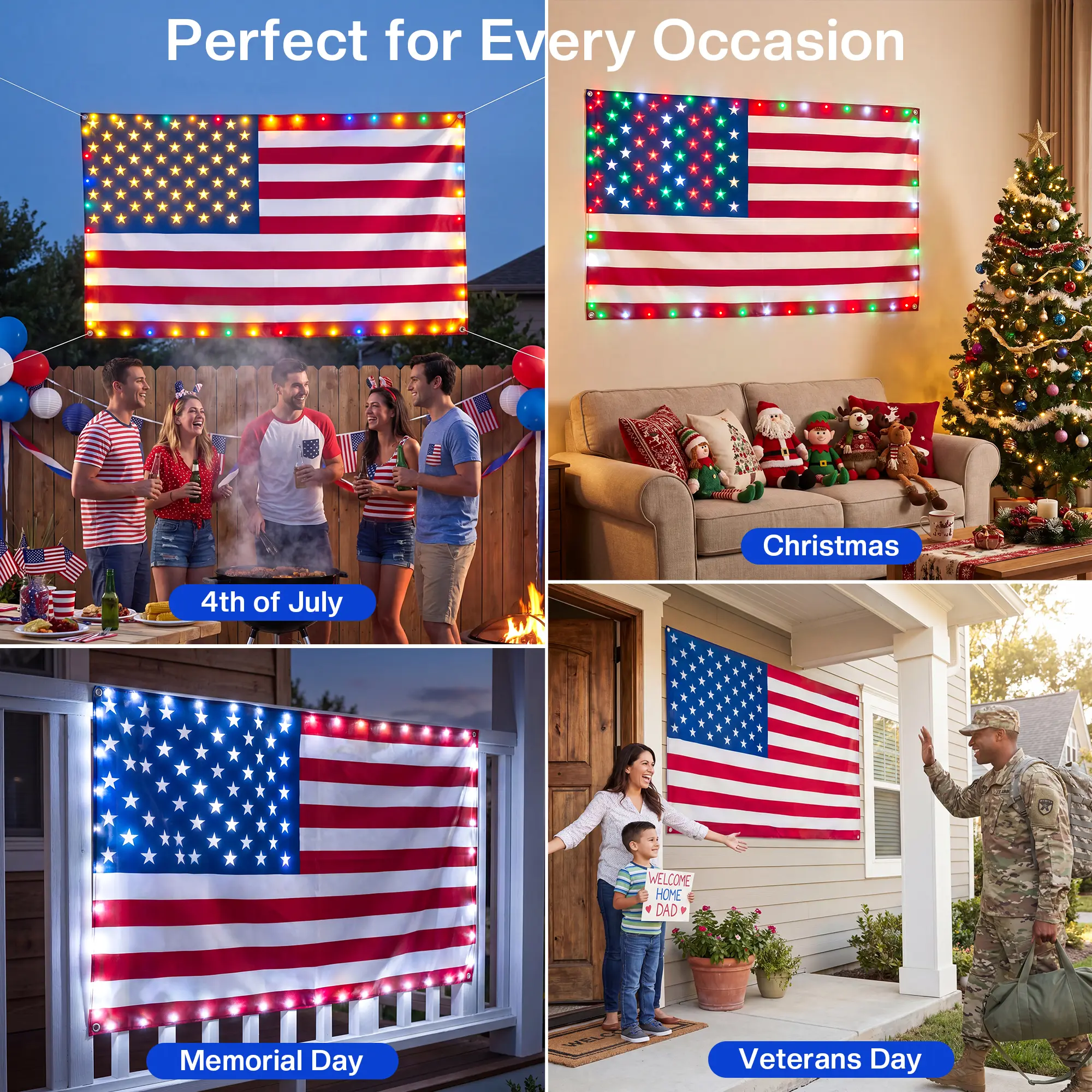 Smart LED American Flag Lights - 3x5 FT Music Sync