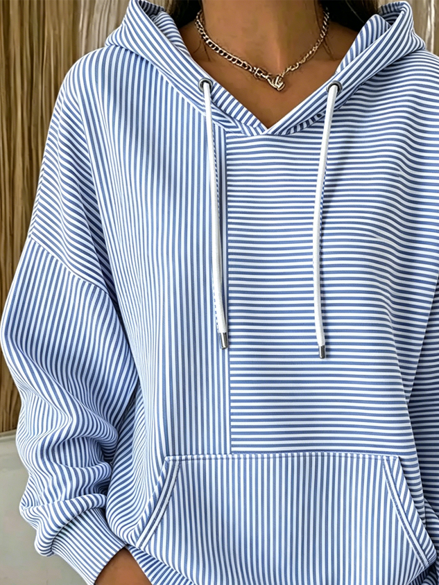 New Arrivals 49% off🔥Women Striped Long Sleeve Casual Daily Spring/Fall Hoodie