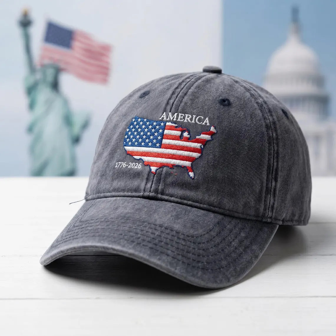 Embroidered America 250th Anniversary Hat, Patriotic USA Flag Cap
