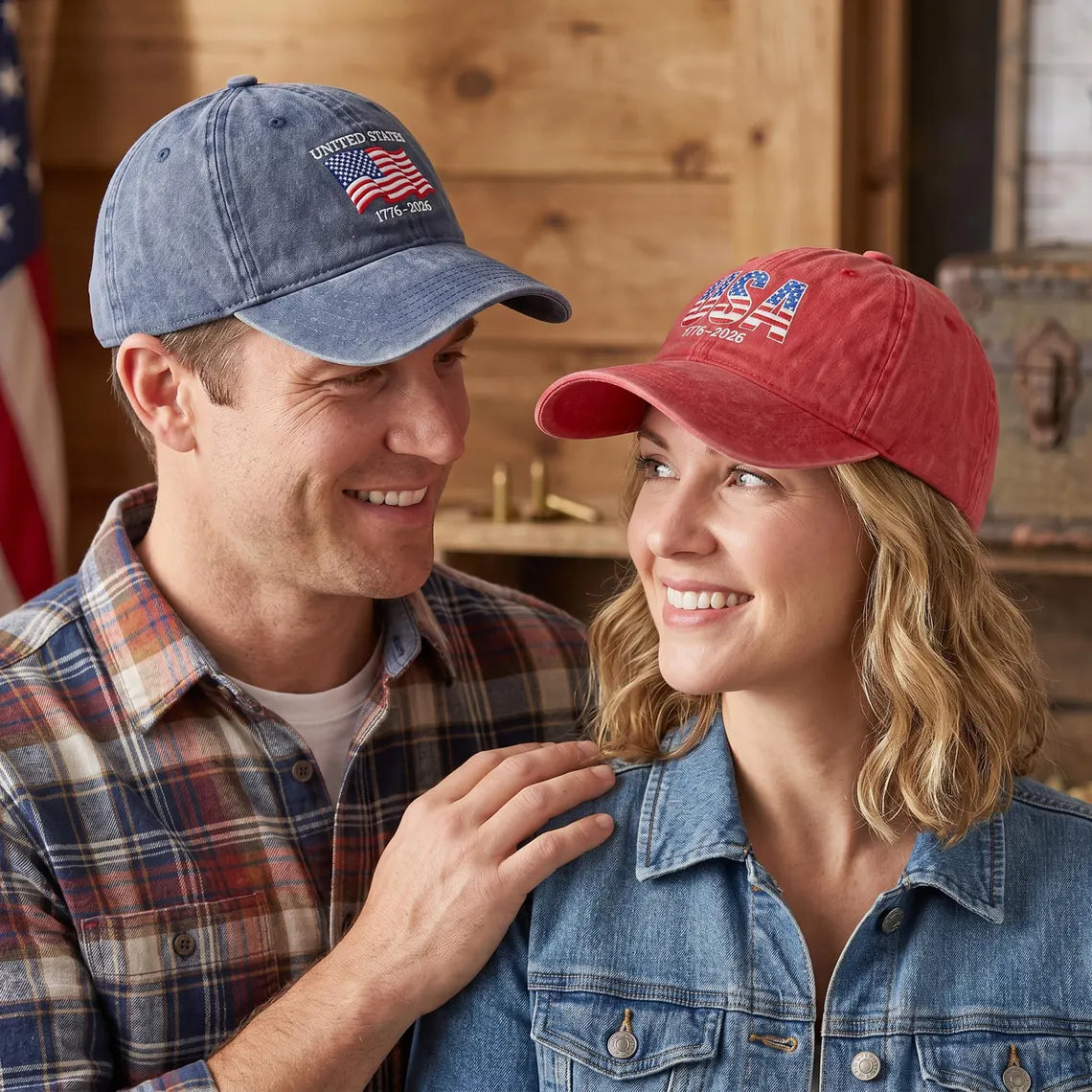 Embroidered America 250th Anniversary Hat, Patriotic USA Flag Cap