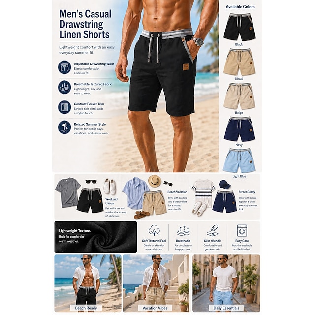 【🎉 Summer Bestseller】Men's Linen Shorts