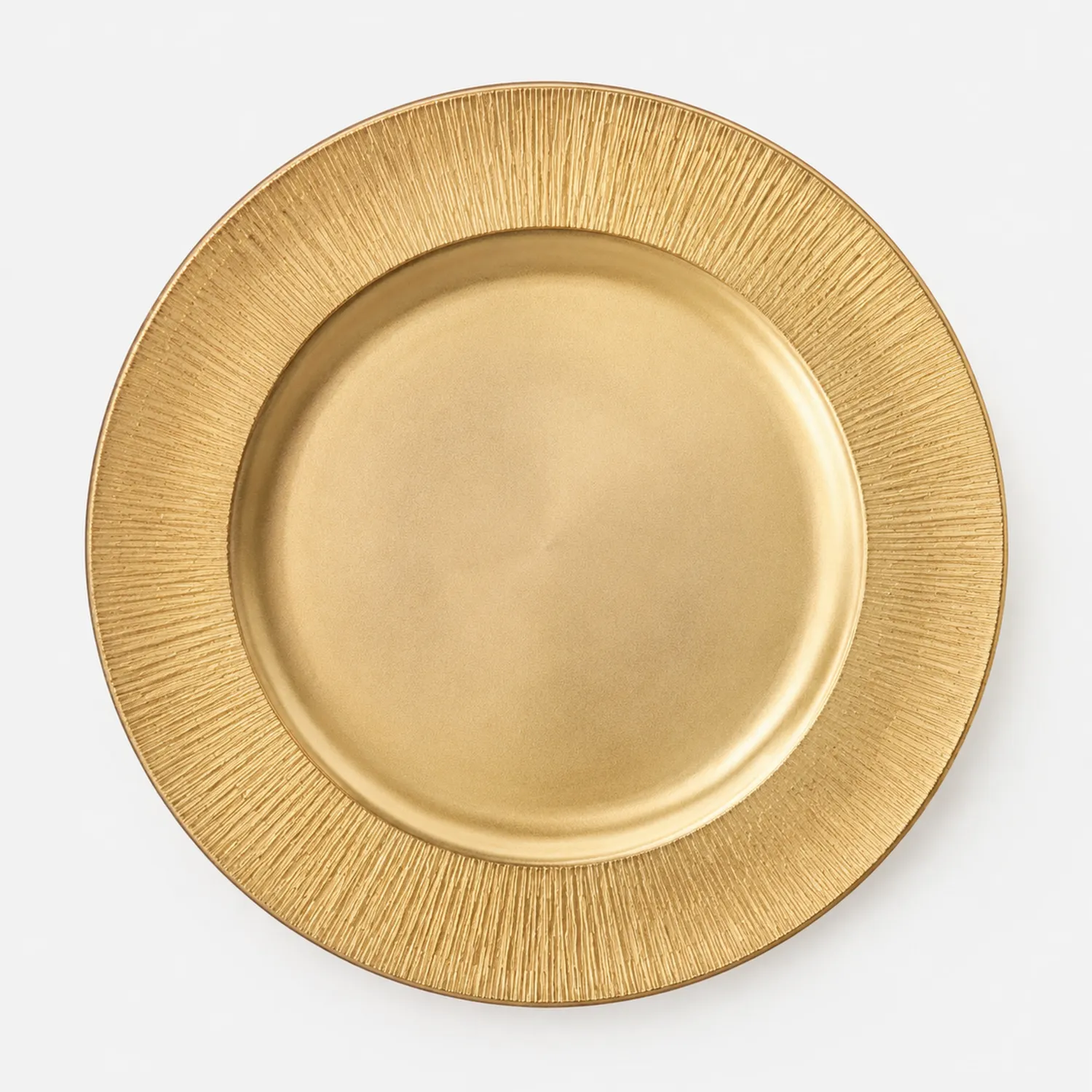 Plato Decorativo Redondo Dorado con Borde Texturizado