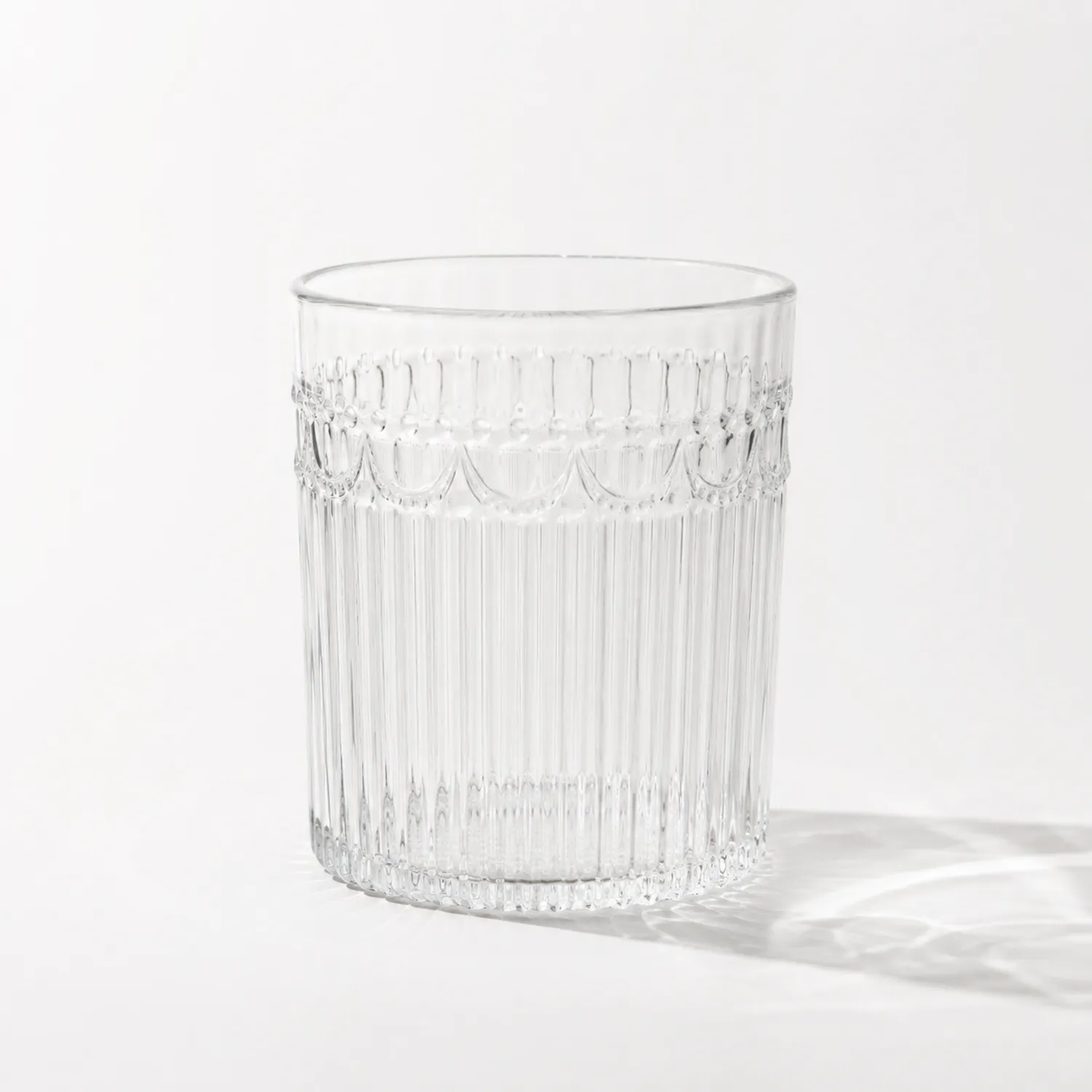 Vaso estriado de vidrio transparente 300ml