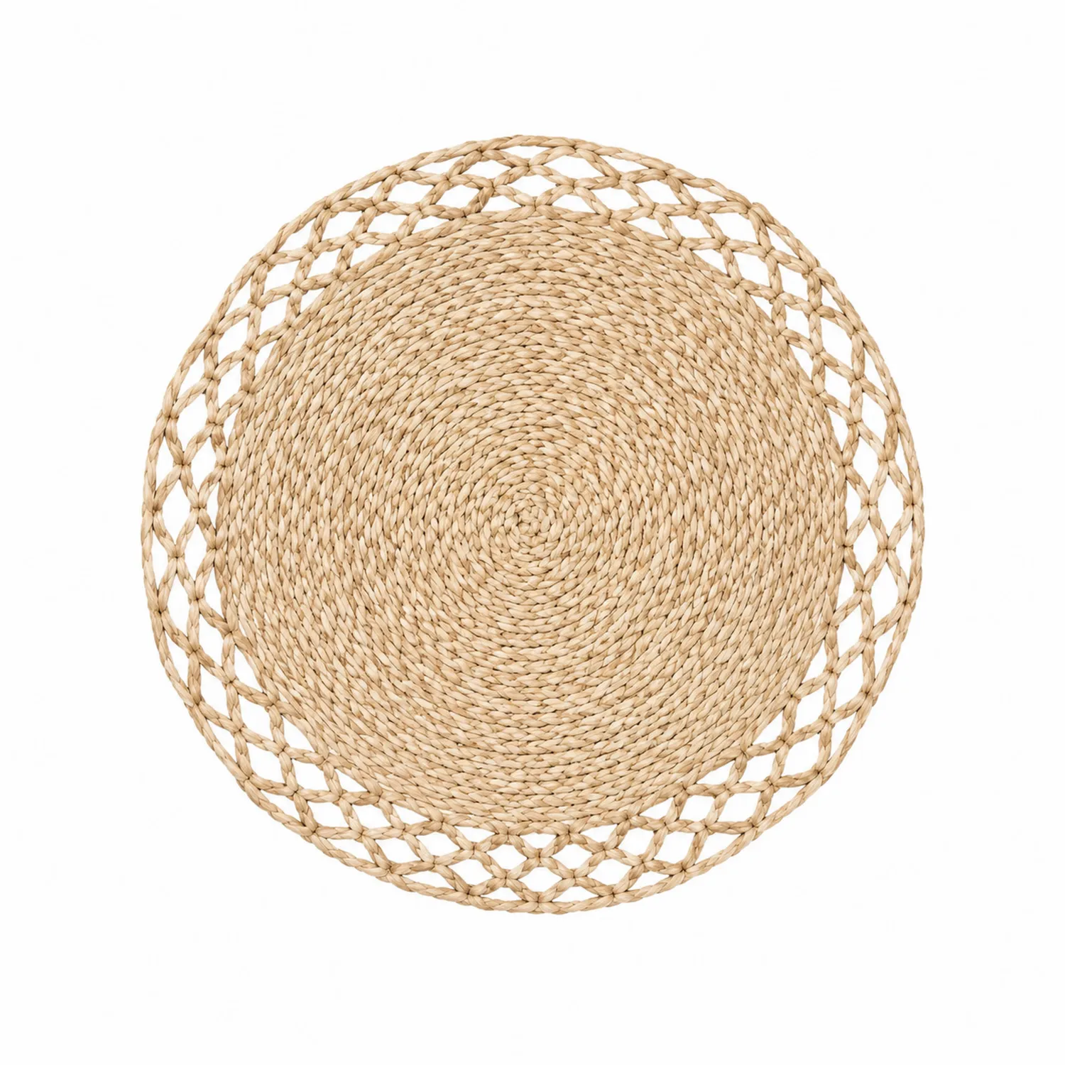 Mantel Individual Redondo de Fibras Naturales Beige