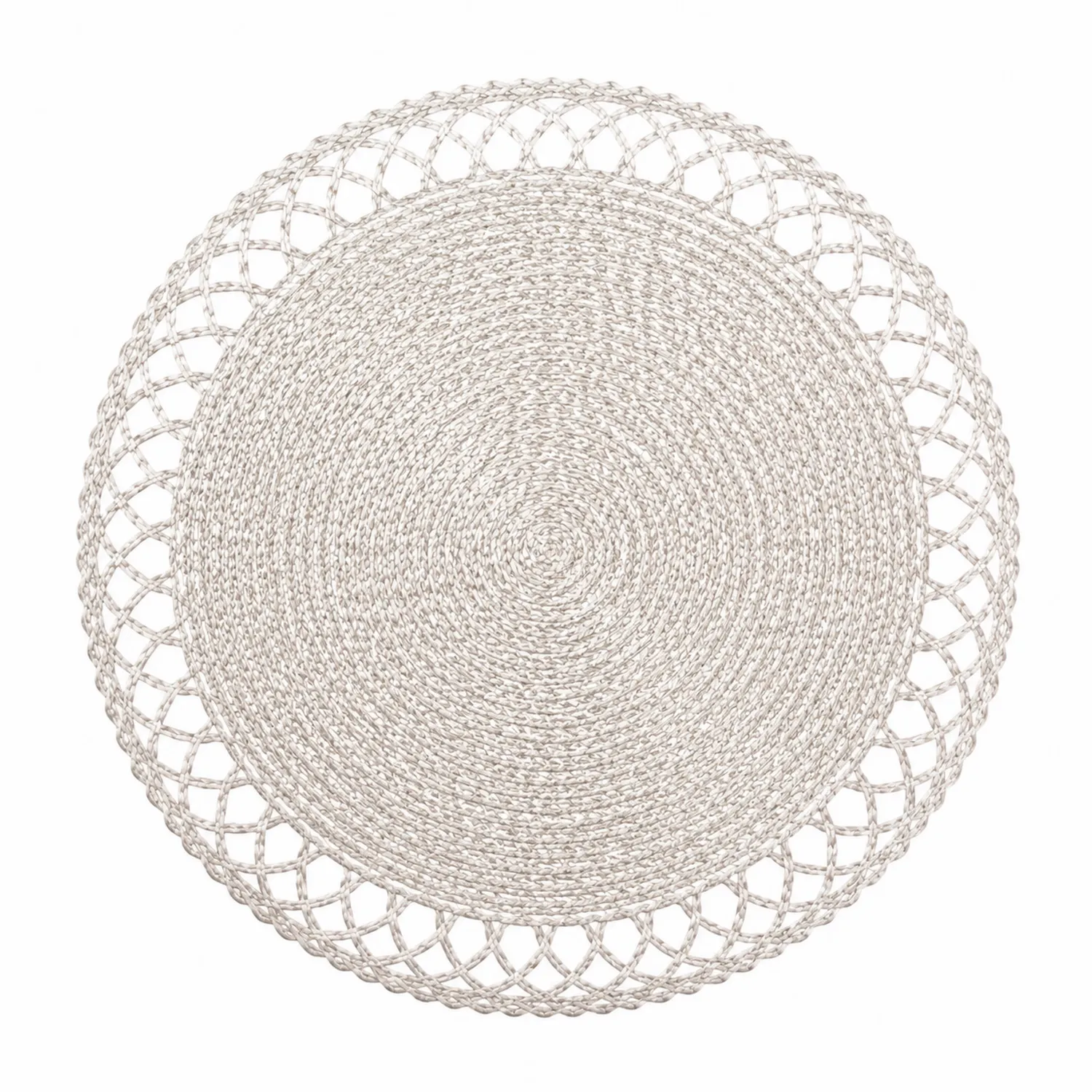 Posavasos Redondo Tejido con Diseño Calado Beige 38 cm
