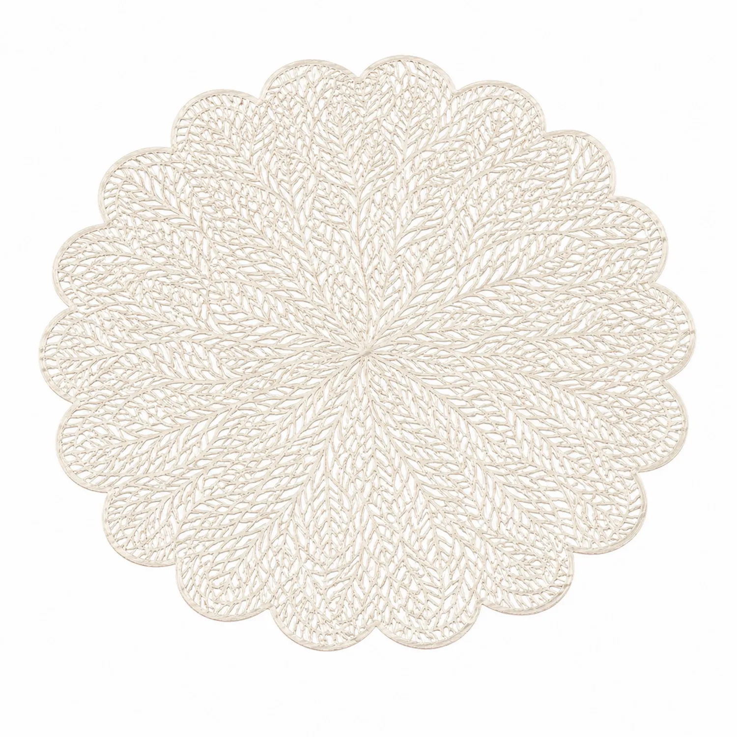 Mantel Individual Redondo Calado Beige de 38 cm