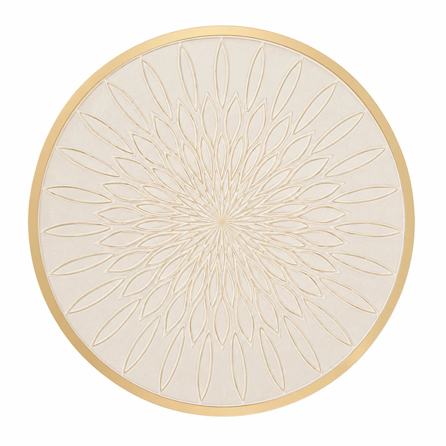 Mantel Individual Redondo de PVC Antideslizante Beige y Dorado 38 cm