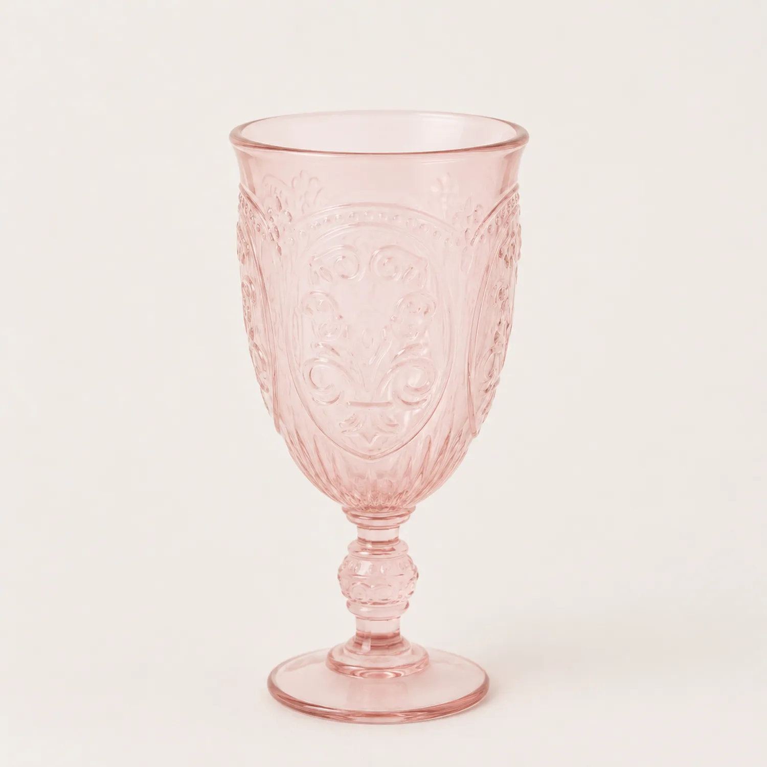 Copa de Cristal Rosa con Diseño Grabado - 250 ml