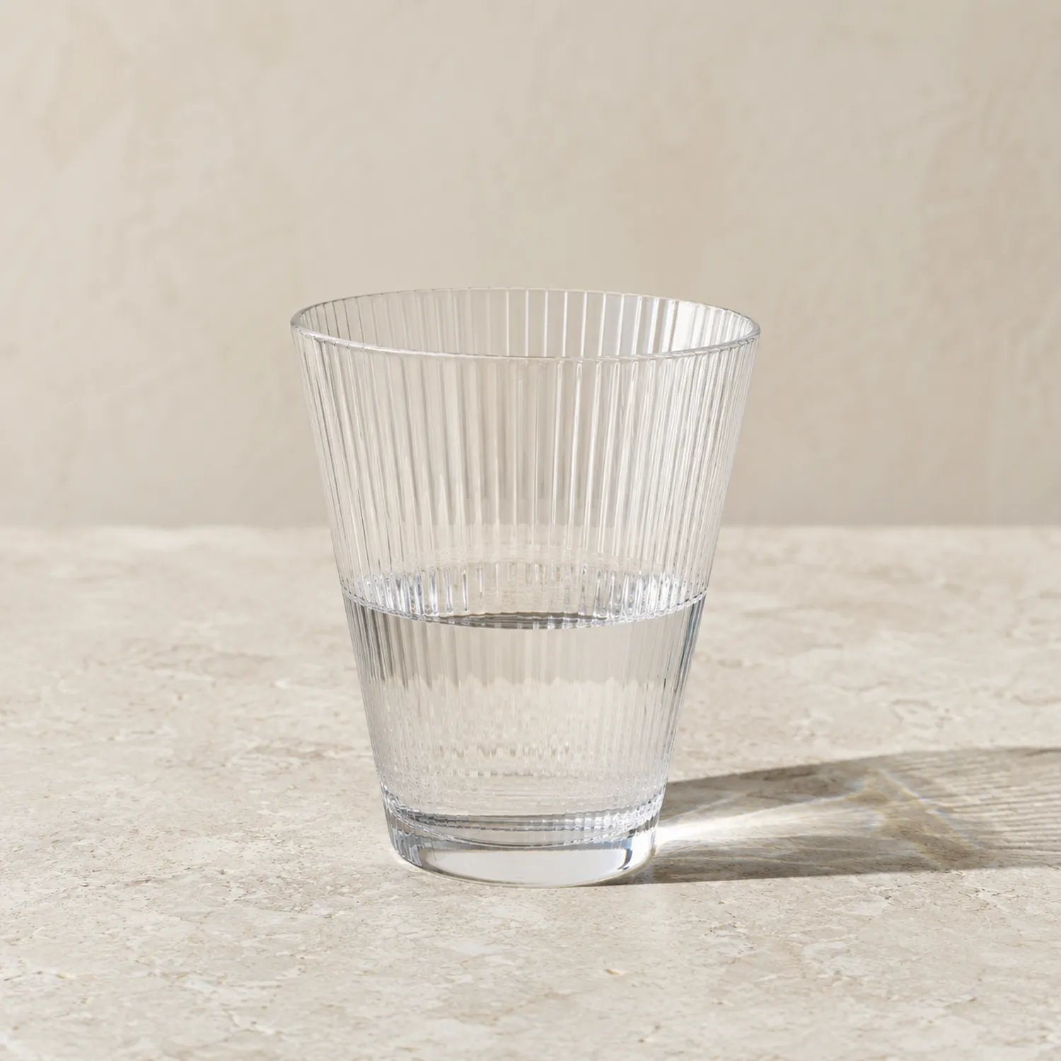 Vaso de Vidrio Transparente de 300ml con Estrías