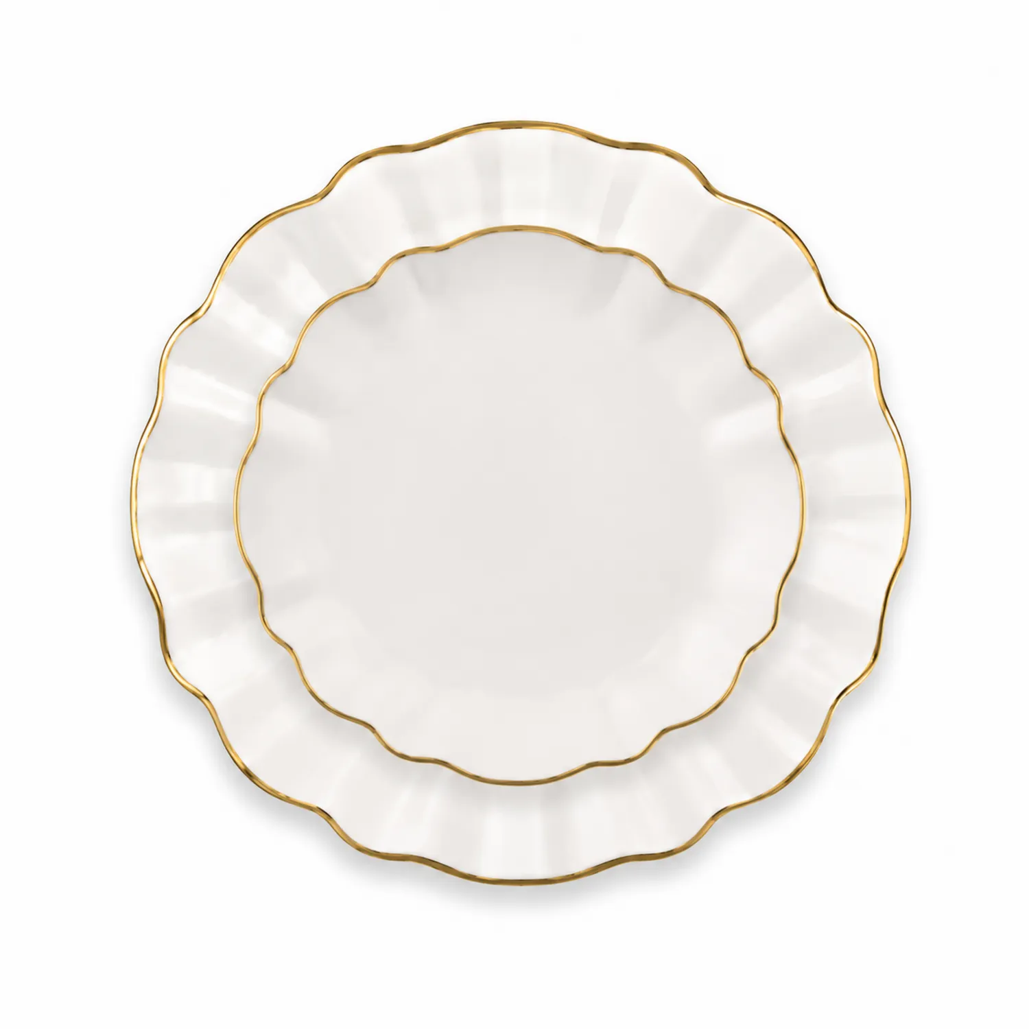 Set de Platos Redondos con Borde Dorado