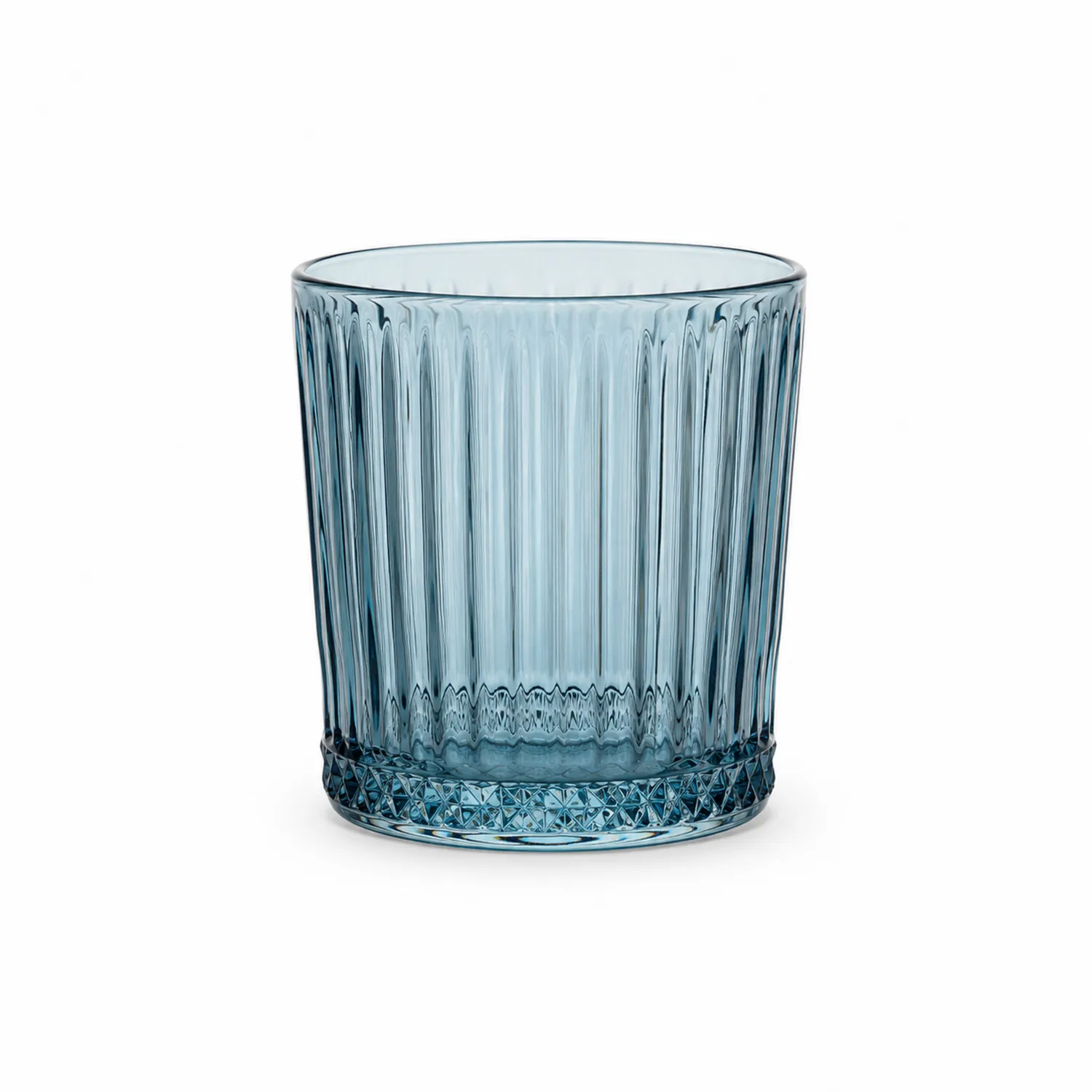 Vaso de cristal azul con relieve 300ml