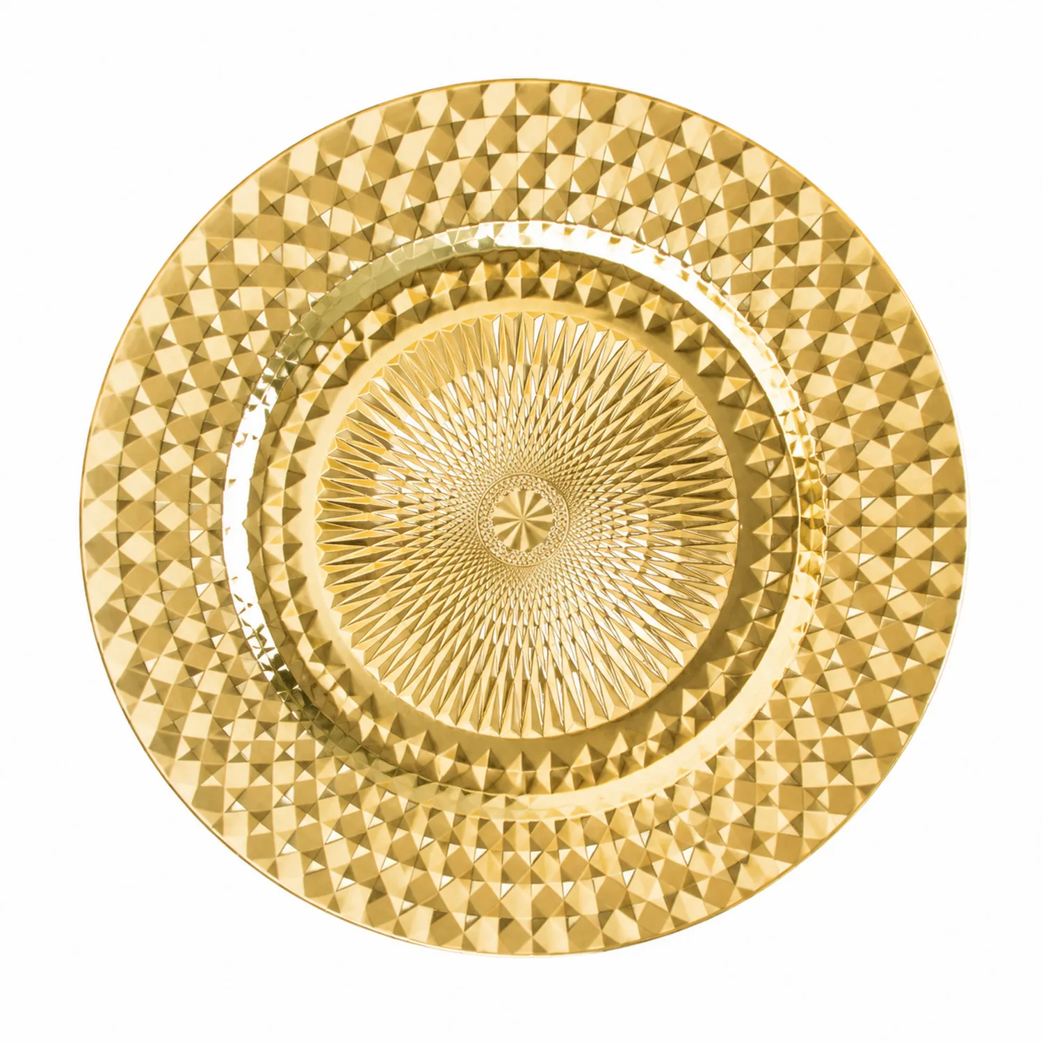 Plato decorativo en relieve redondo color oro 30 cm