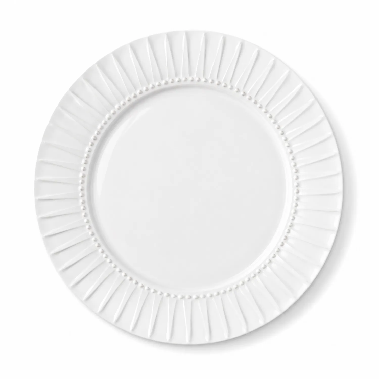 Plato Redondo de Cerámica con Relieve Blanco