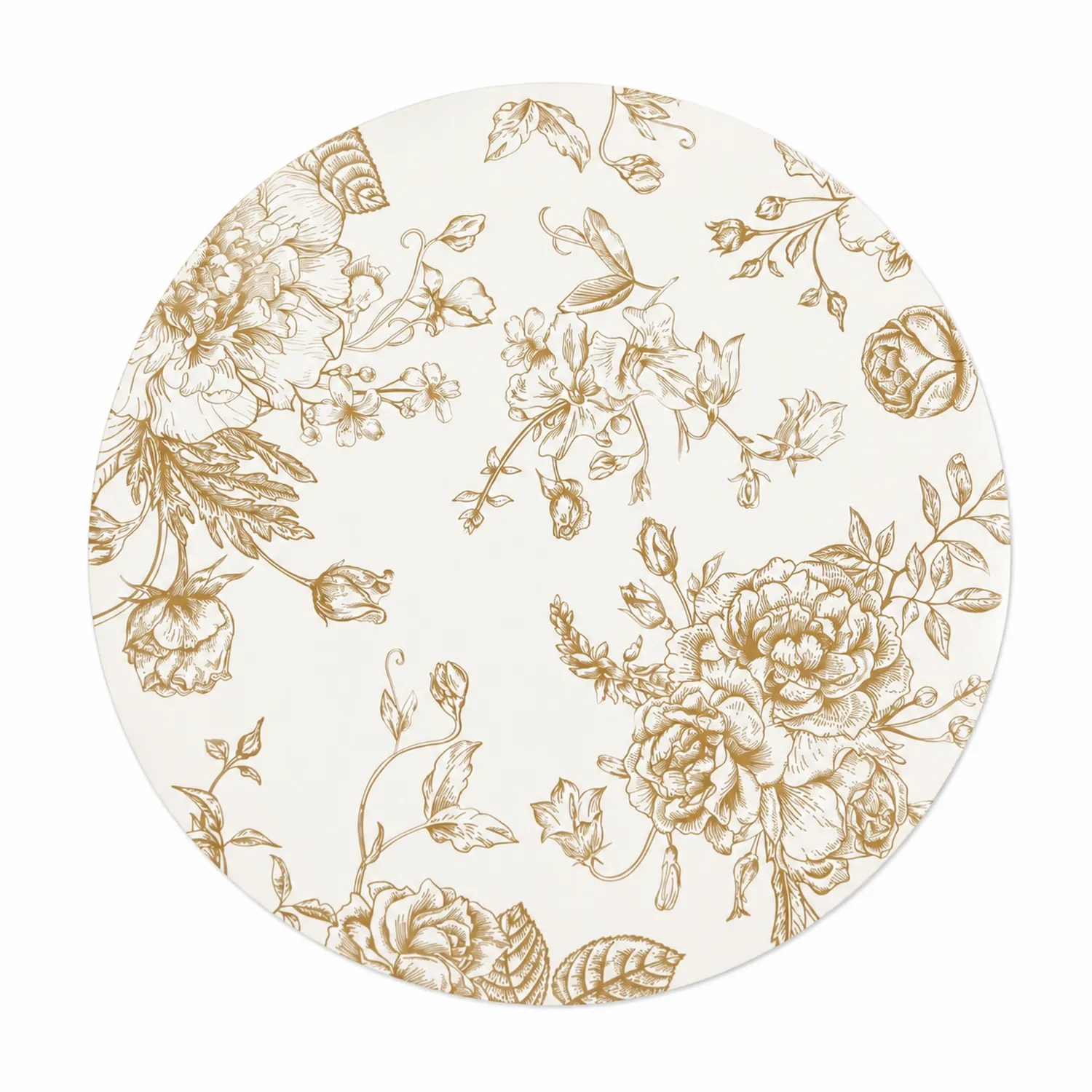 Plato Decorativo Redondo con Diseño Floral Dorado 30 cm