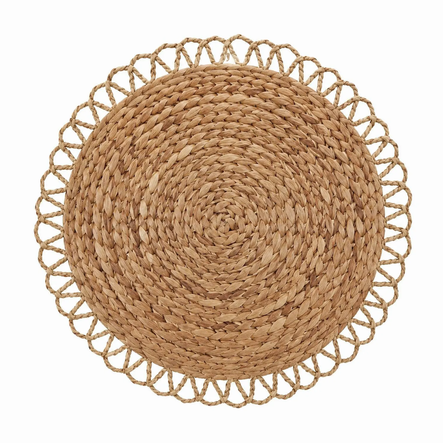 Individual redondo de ratán para mesa, marrón claro