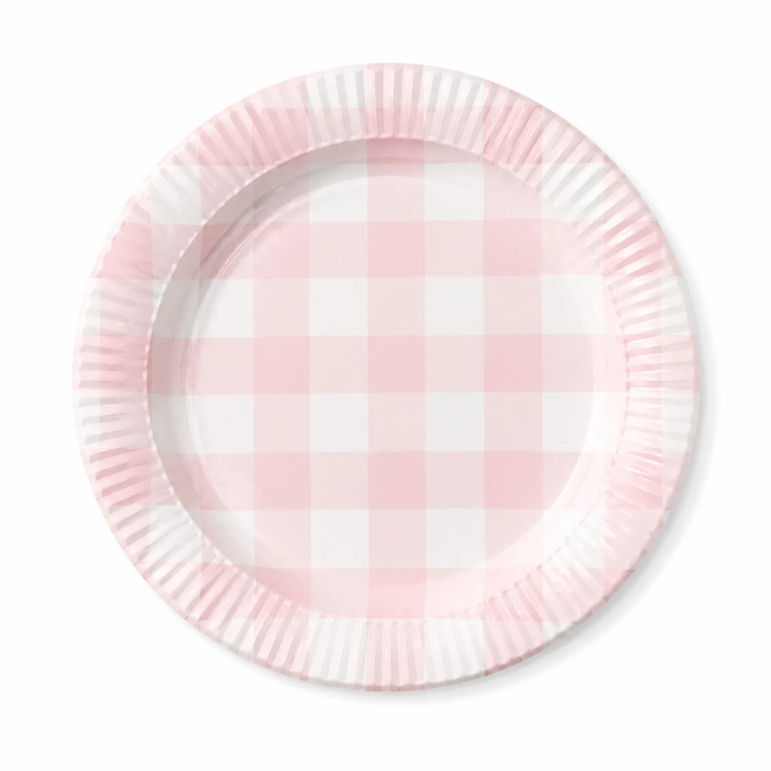 Plato Desechable Cuadrillé Rosa y Blanco