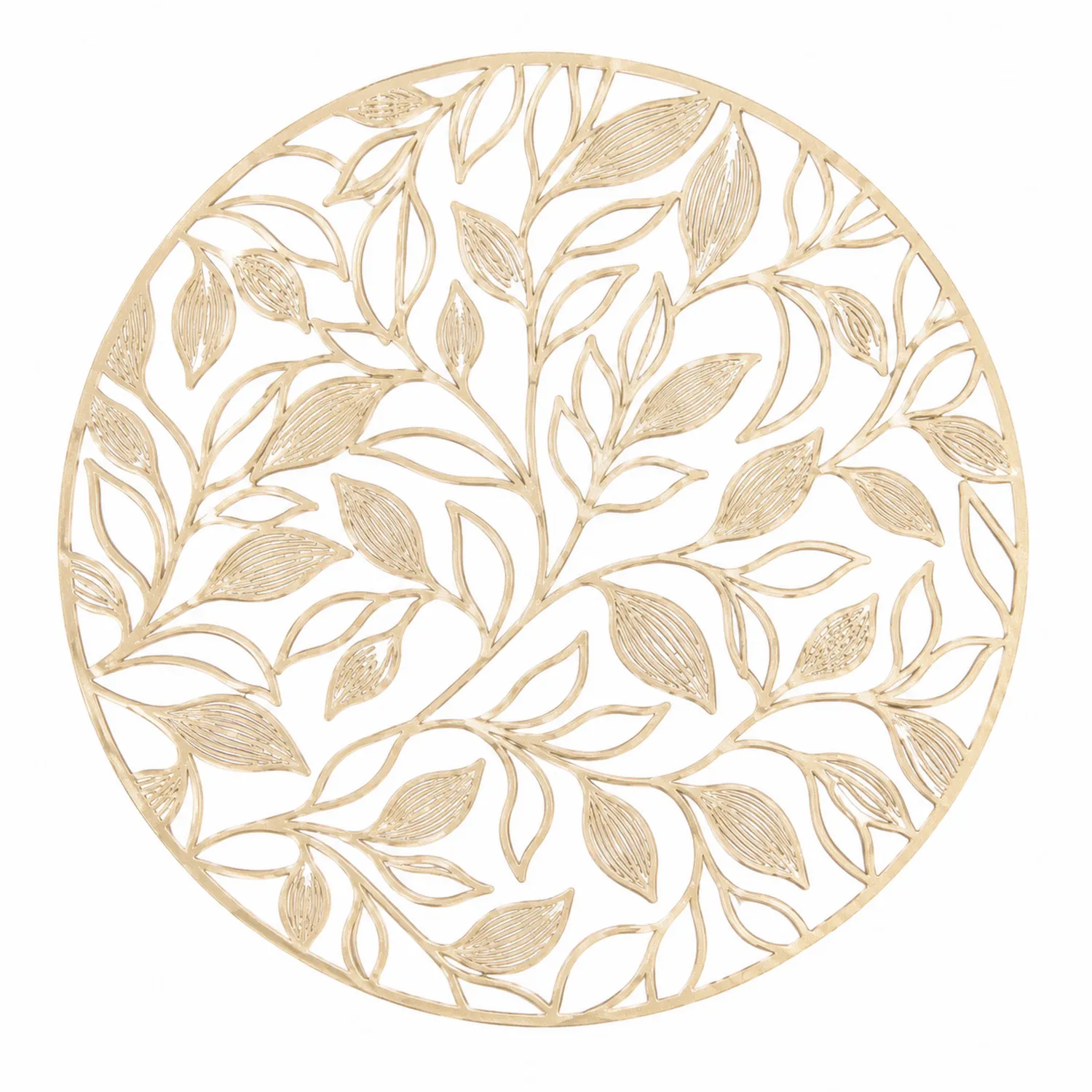 Decoración de Pared Redonda Floral Dorada