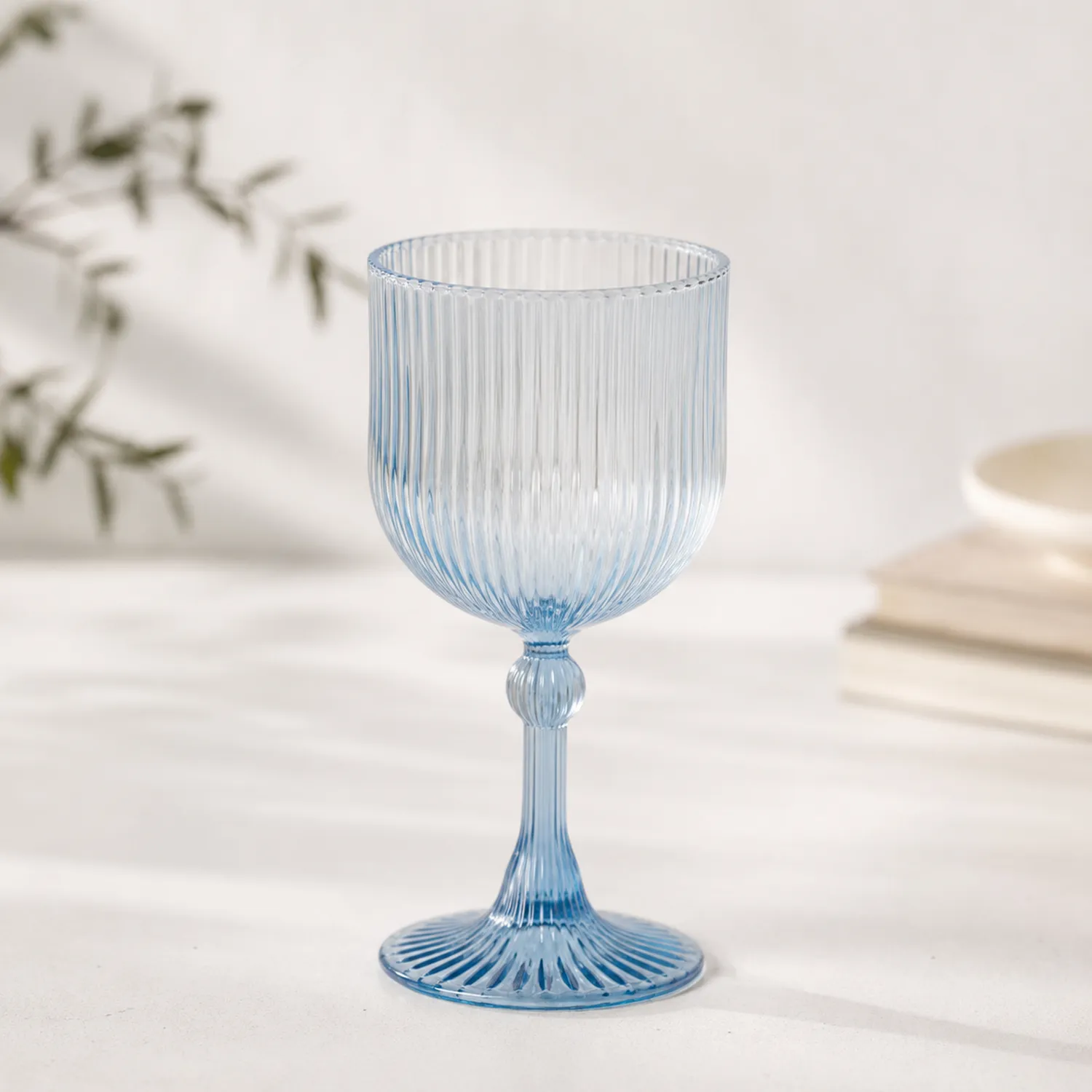 Copa de Vino Acanalada Azul 300ml