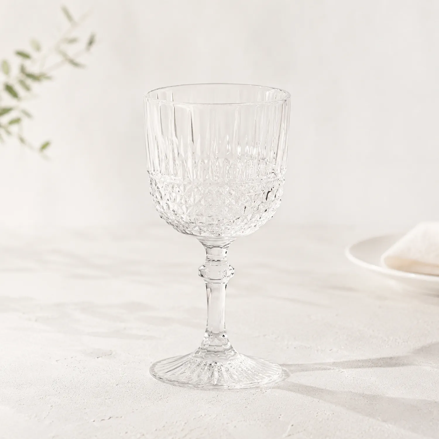 Copa de Cristal Transparente Tallada 340 ml