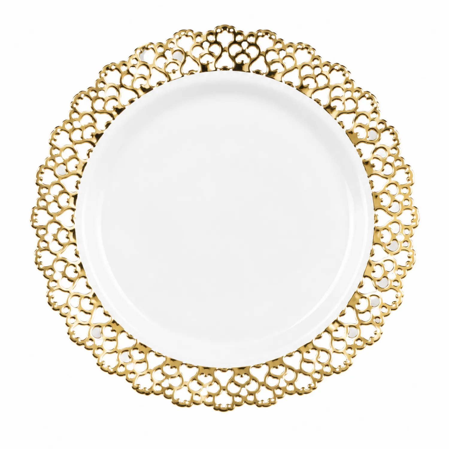 Plato Decorativo Redondo con Borde Dorado de 32 cm