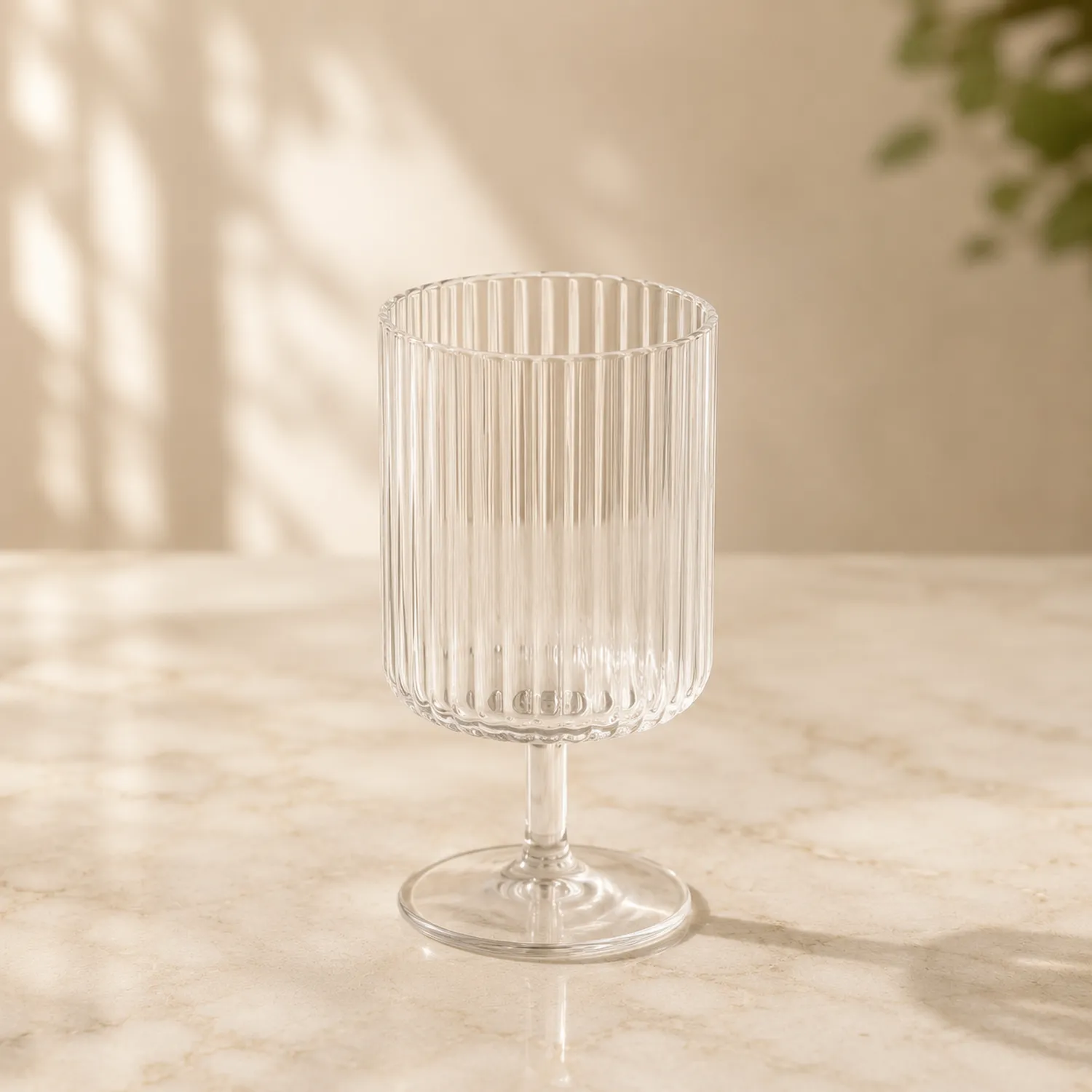 Copa de cristal con diseño estriado 300ml