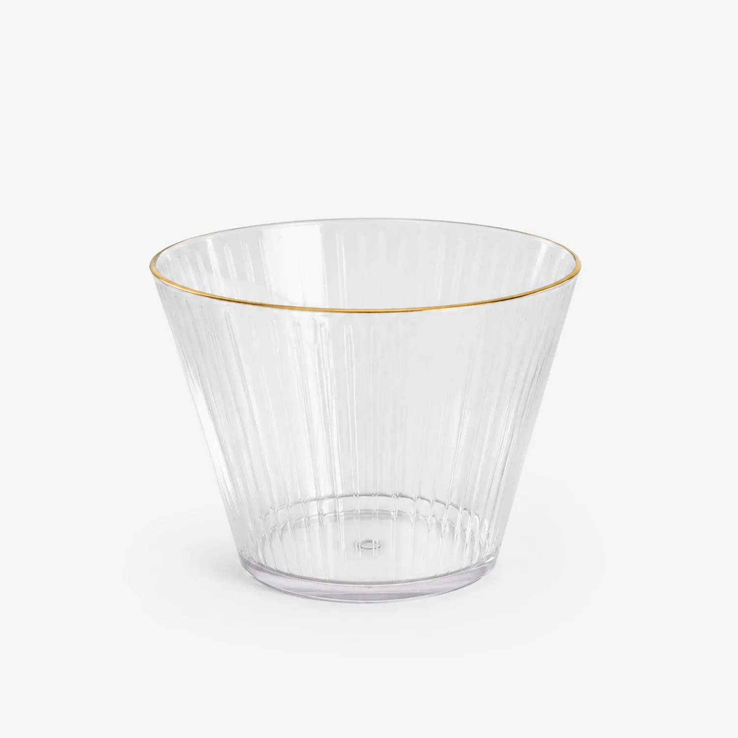 Vaso de Vidrio Transparente con Borde Dorado