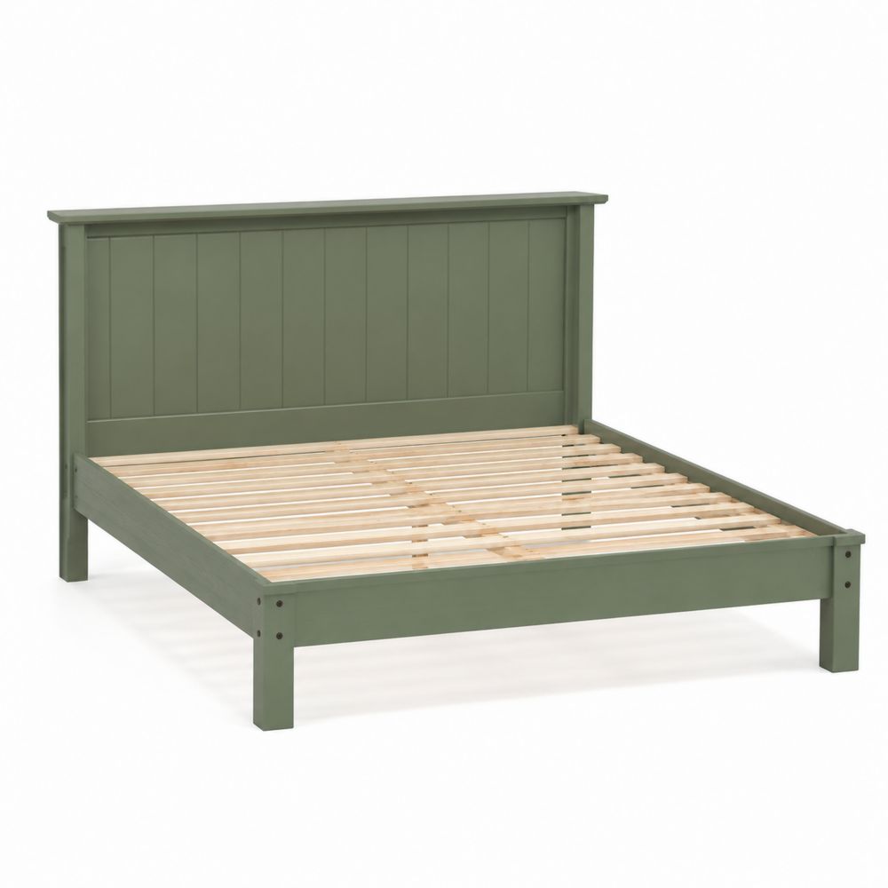 Cama de madera de pino verde con listones 200x150 cm