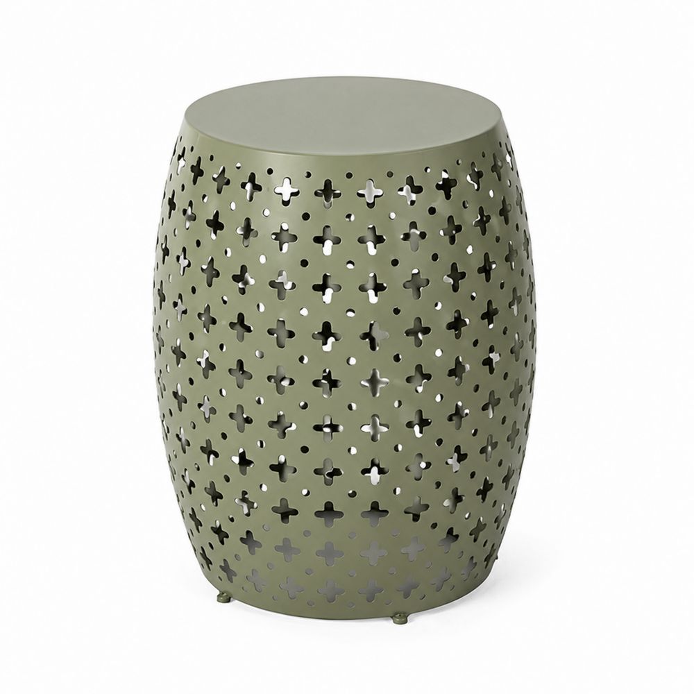 Mesa auxiliar de acero verde perforado 45 cm x 35 cm