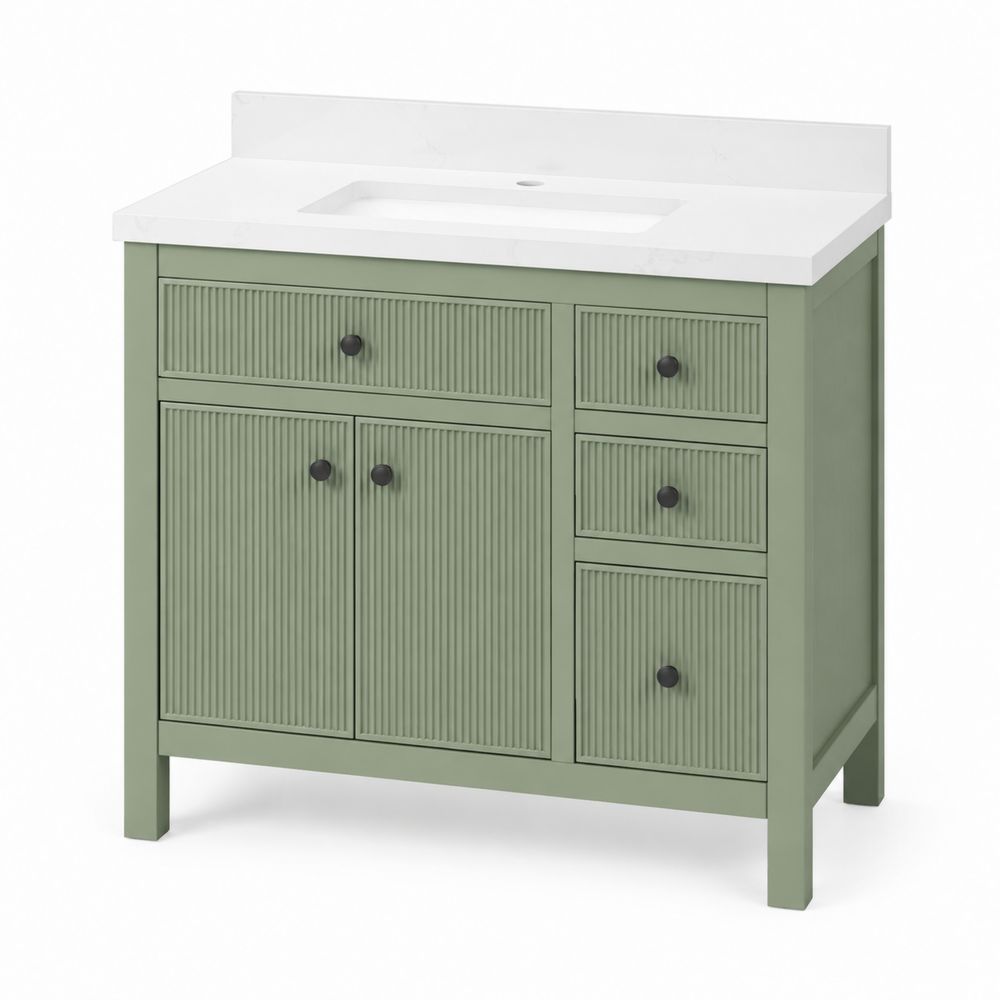Mueble de Lavabo de Madera MDF Verde con Lavabo de Cerámica Blanco