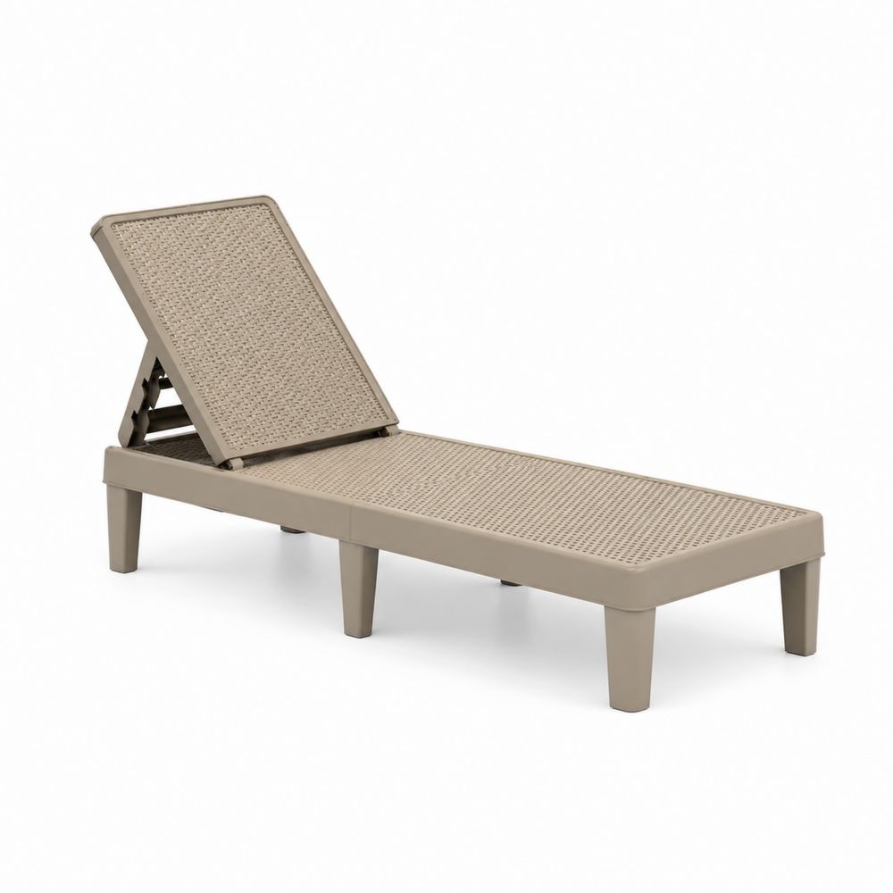 Tumbona de resina ajustable color Beige 195x65x35 cm
