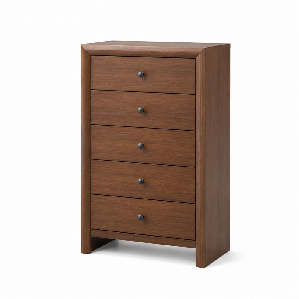 Cajonera de madera con 5 cajones de nogal, 120x80x45 cm