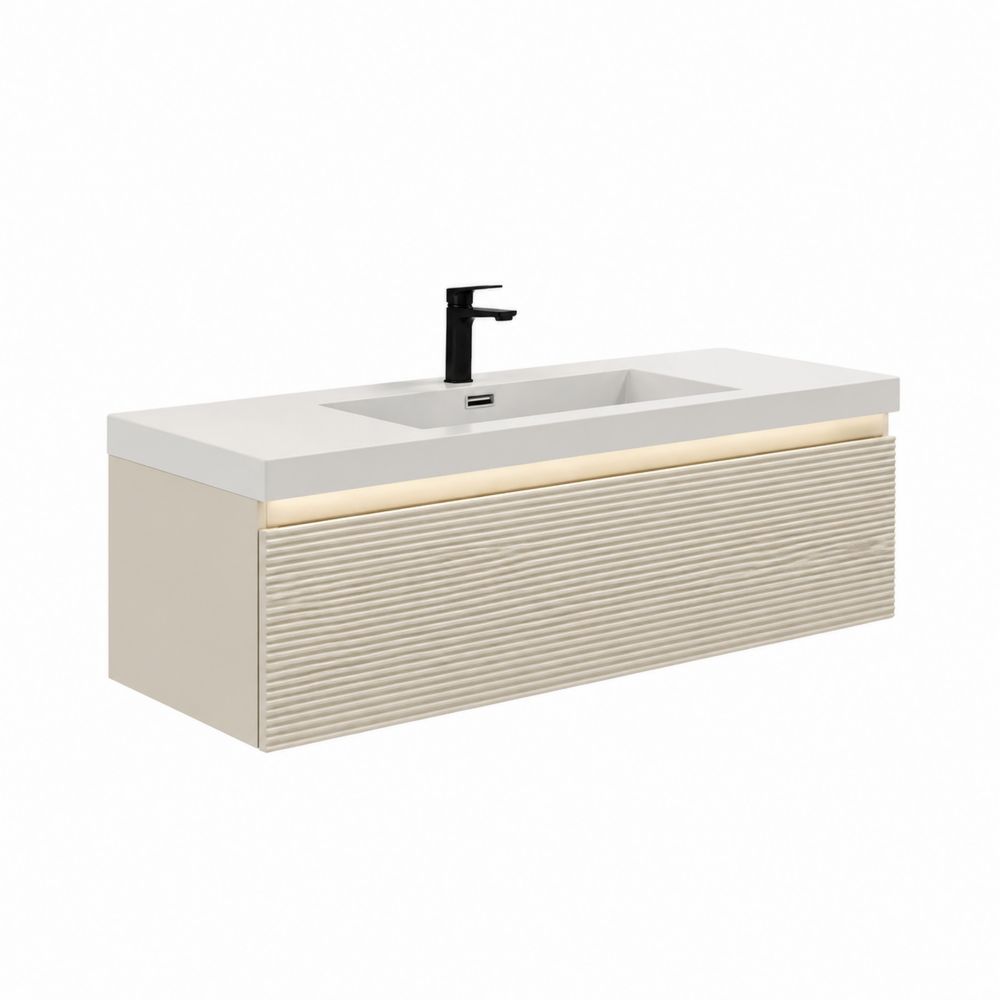 Lavabo montado en pared 120x50x45 cm MDF Beige