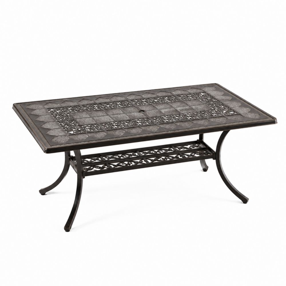 Mesa de metal para exterior 180x90x75 cm Negro