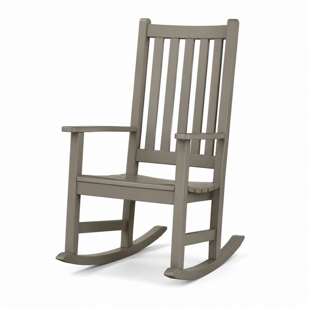 Silla mecedora de plástico gris para exterior