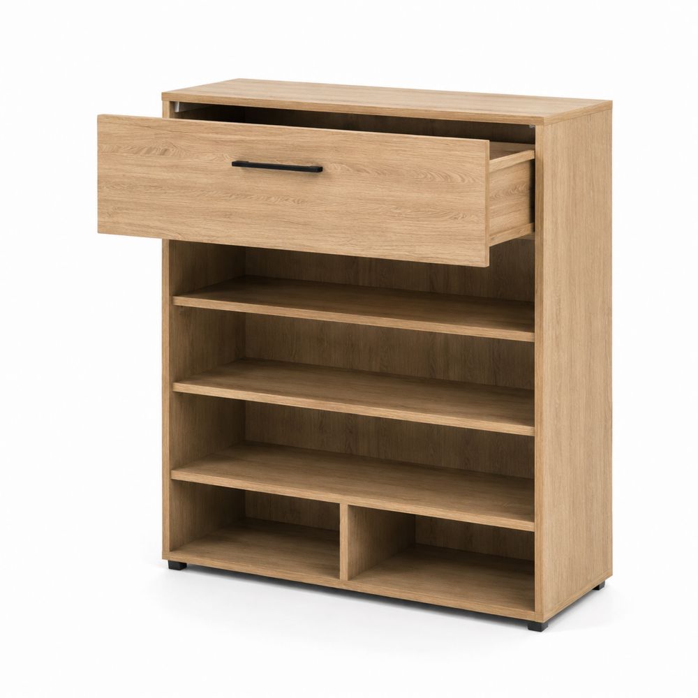 Zapatero de Madera con Cajón y Estantes de Roble