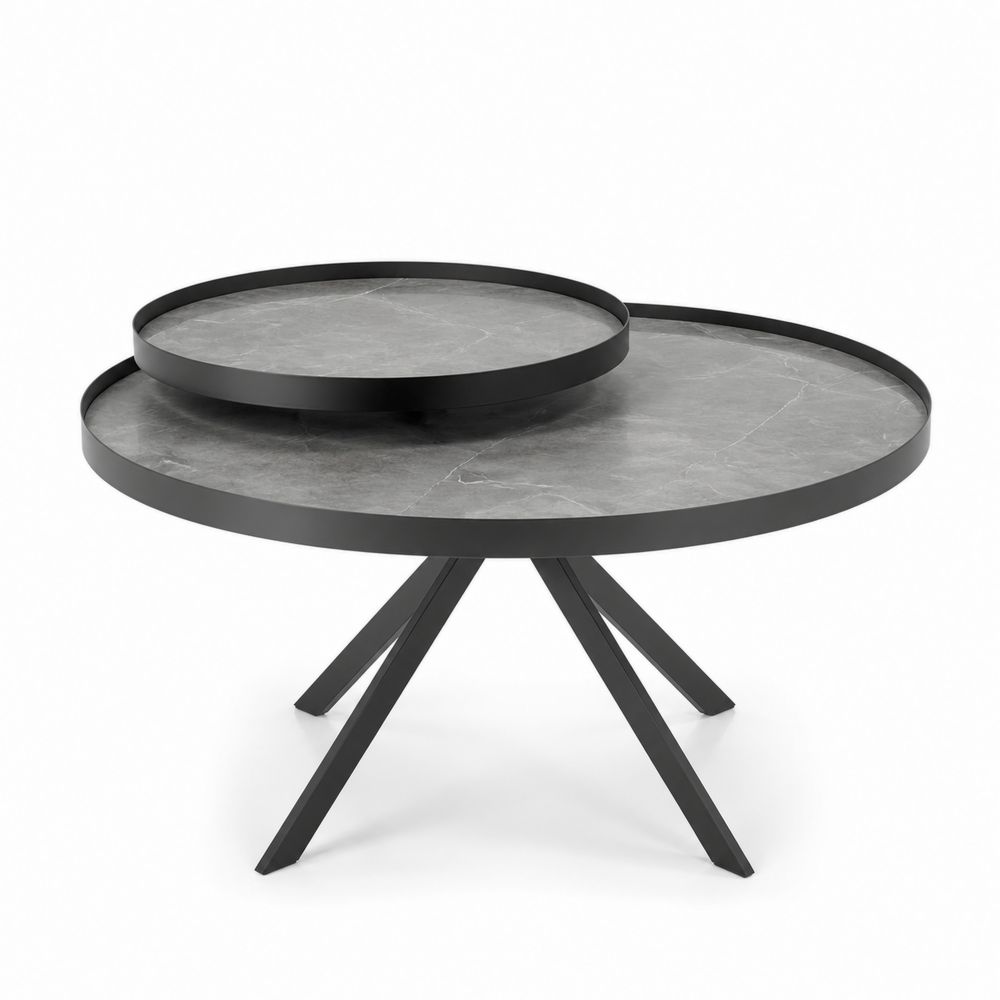 Mesa de centro nido doble de mármol y metal, 100/60 cm