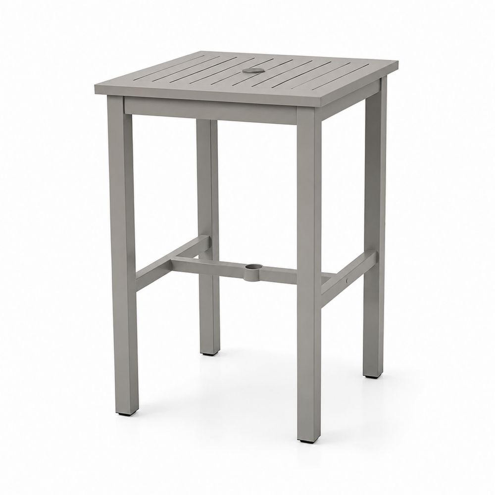 Mesa auxiliar de aluminio para exterior 75x75x105 cm Gris