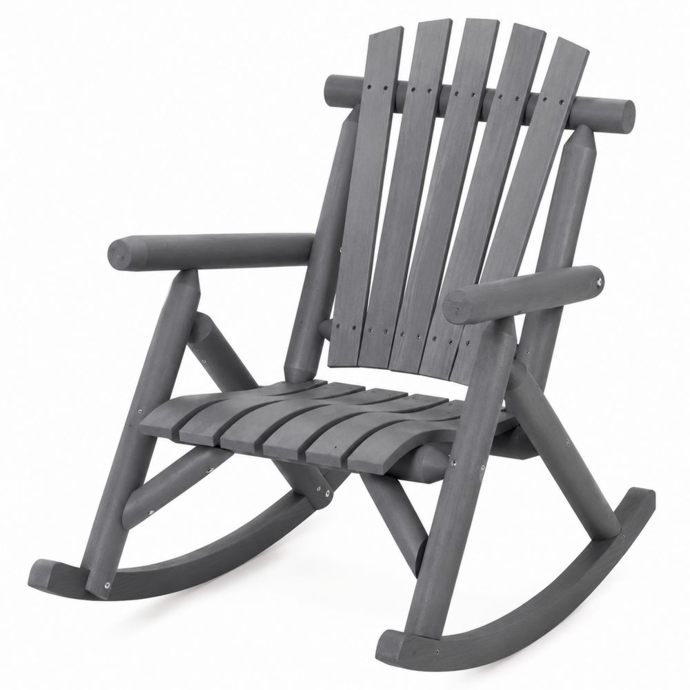 Mecedora de Madera de Pino Gris 90x70x95 cm