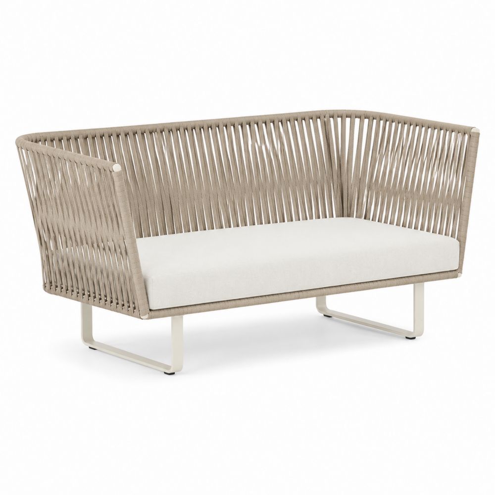 Sofá de aluminio y cuerda beige claro 150x75x85cm