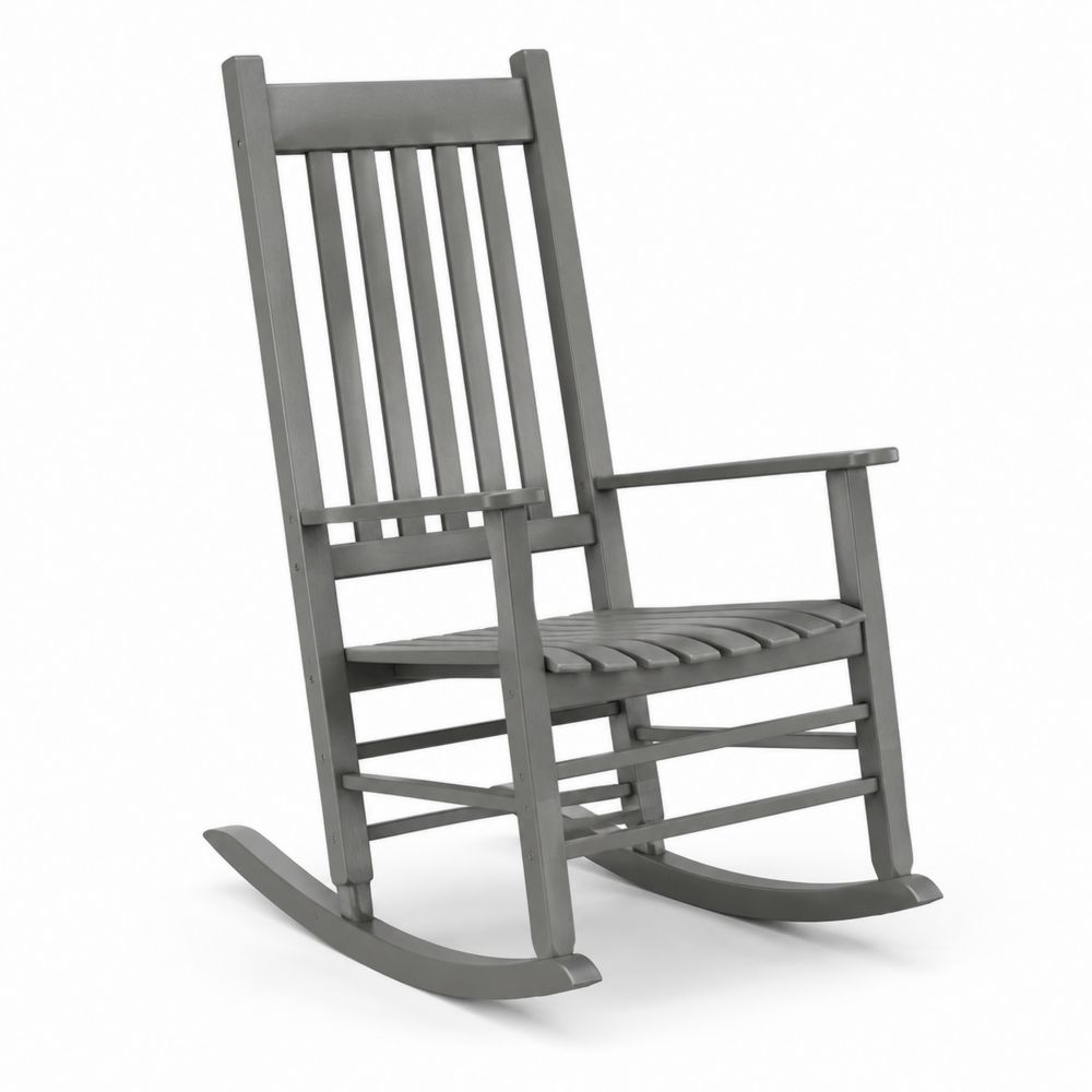 Silla mecedora de madera gris 90x60x105 cm