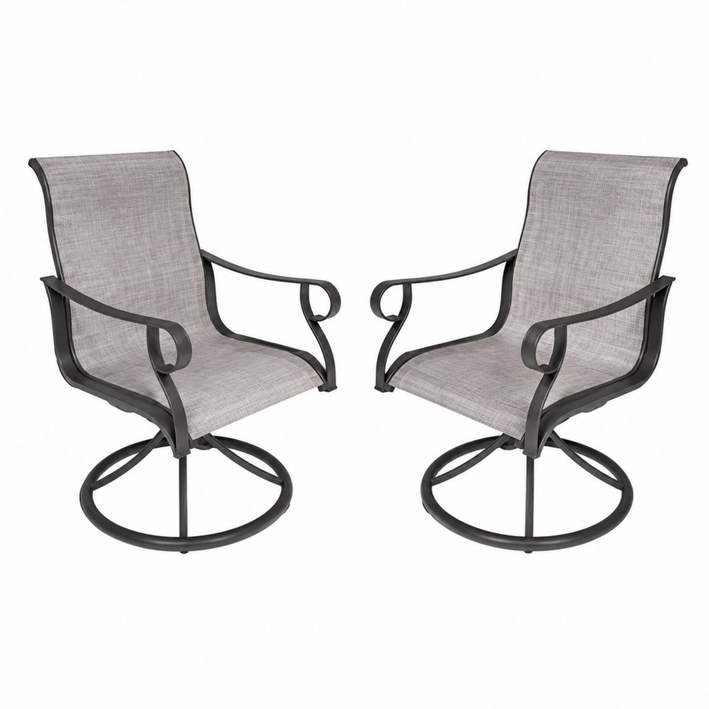 Juego de 2 sillas giratorias de metal y textilene Gris