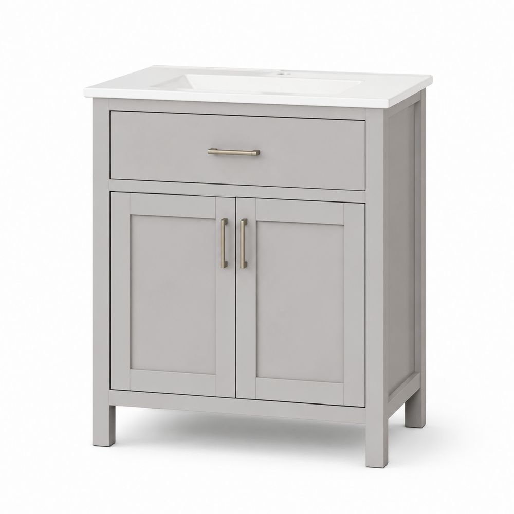 Mueble de baño MDF Gris con Lavabo de Porcelana Blanco