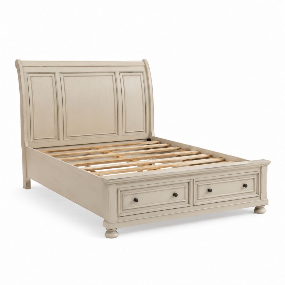 Cama de madera con cajones Beige 200 cm x 160 cm