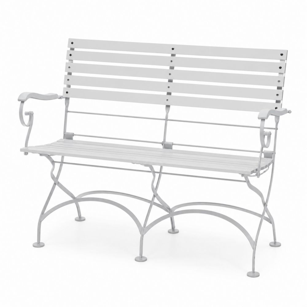 Banco de acero plegable blanco 120x45x75 cm