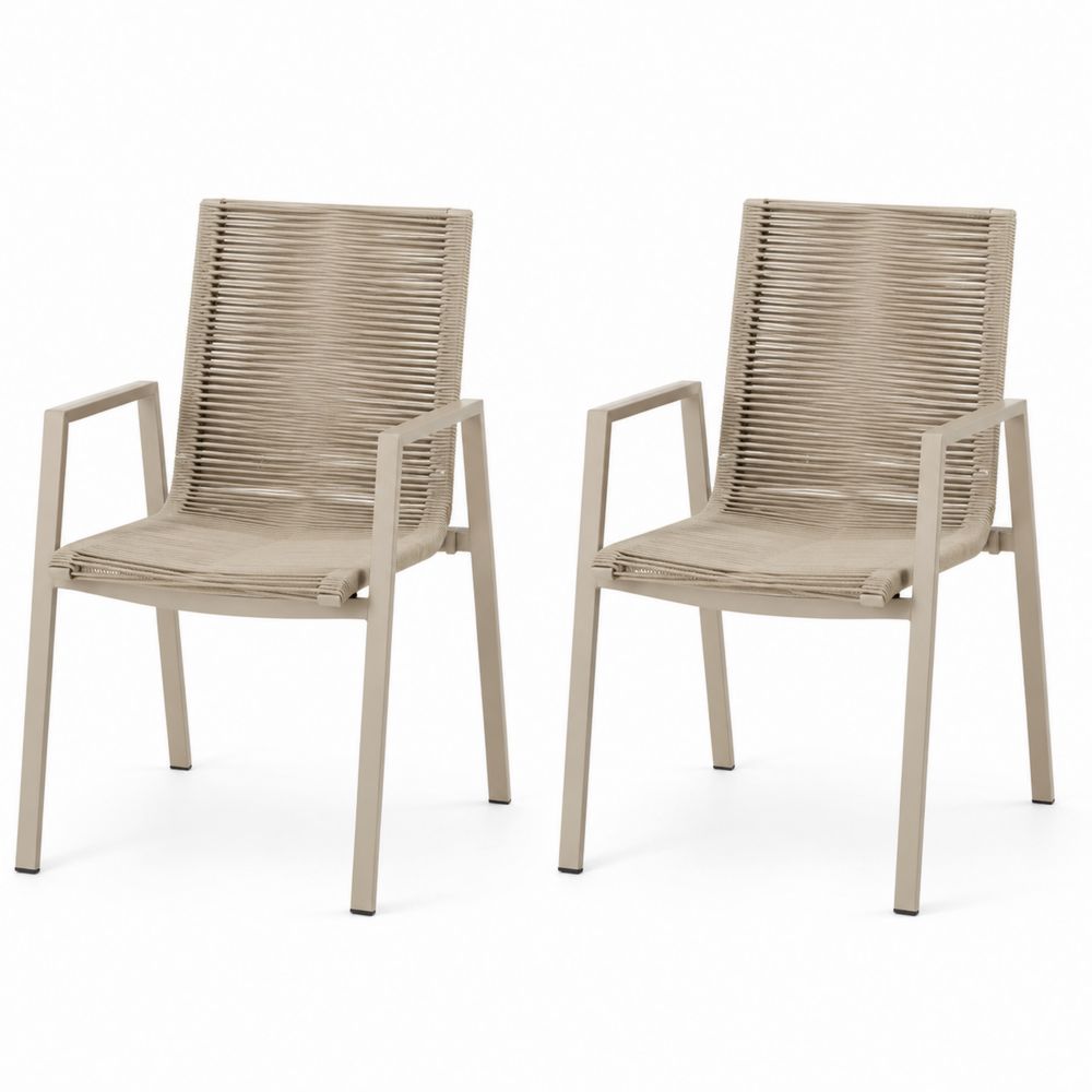 Conjunto de 2 sillas de aluminio con asiento de cuerda