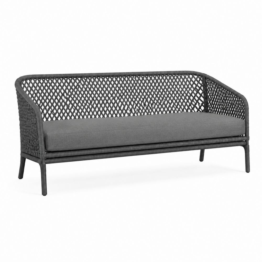 Sofá de Jardín de Aluminio y Cuerda Sintética Gris