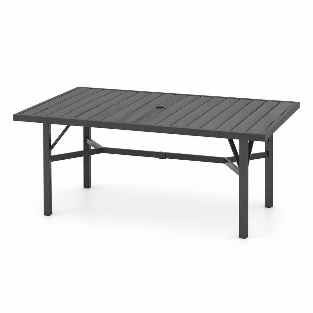 Mesa de exterior de metal gris 150x90x75 cm
